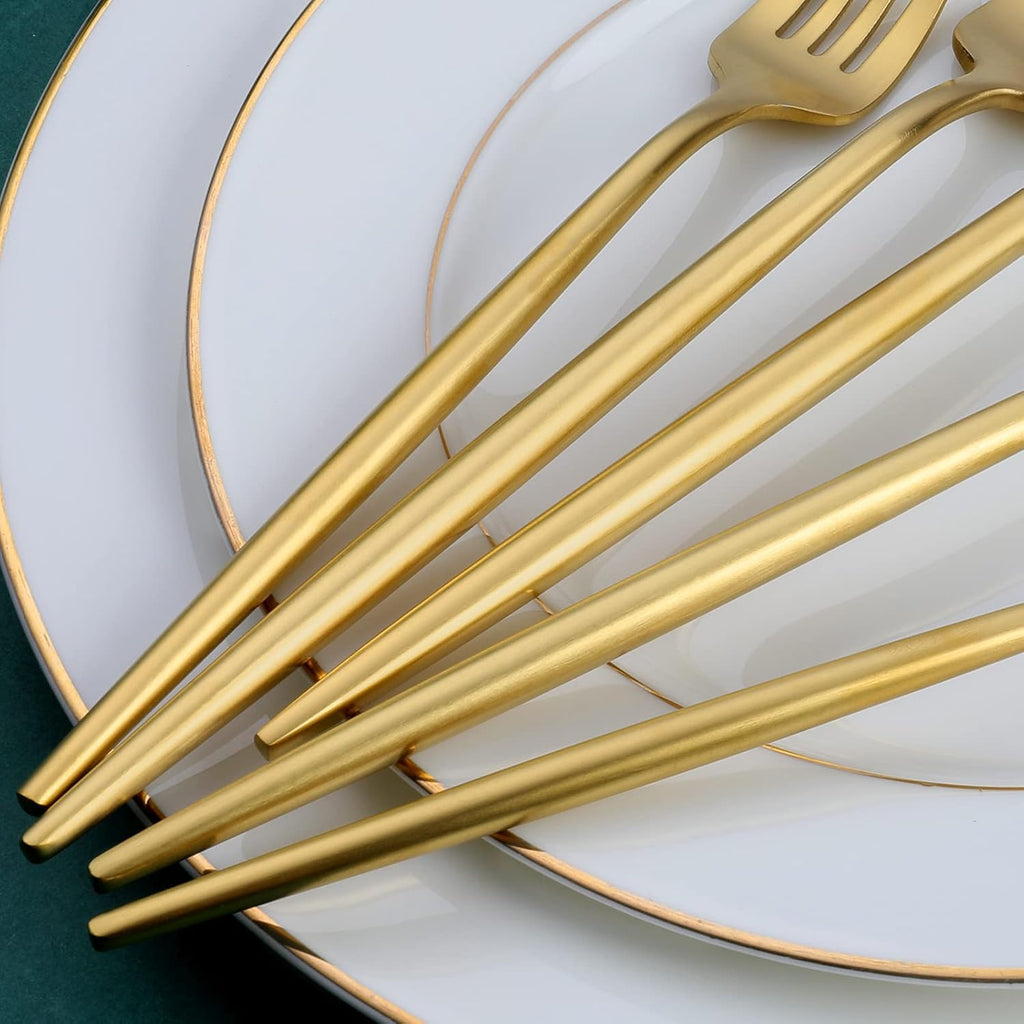 Matte Gold Silverware Set, 30-Piece Food Grade Stainless Steel Gold Flatware Set, Kitchen Utensil Set Service for 6