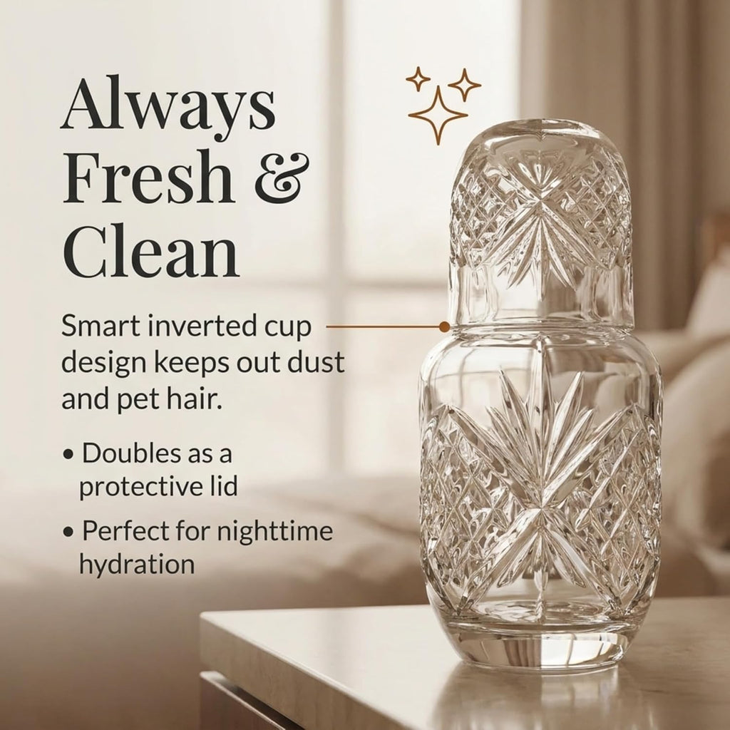 Bedside Night Carafe - Cup and Bottle to Keep Next To Your Bed for a Handy Midnight Drink, 16oz