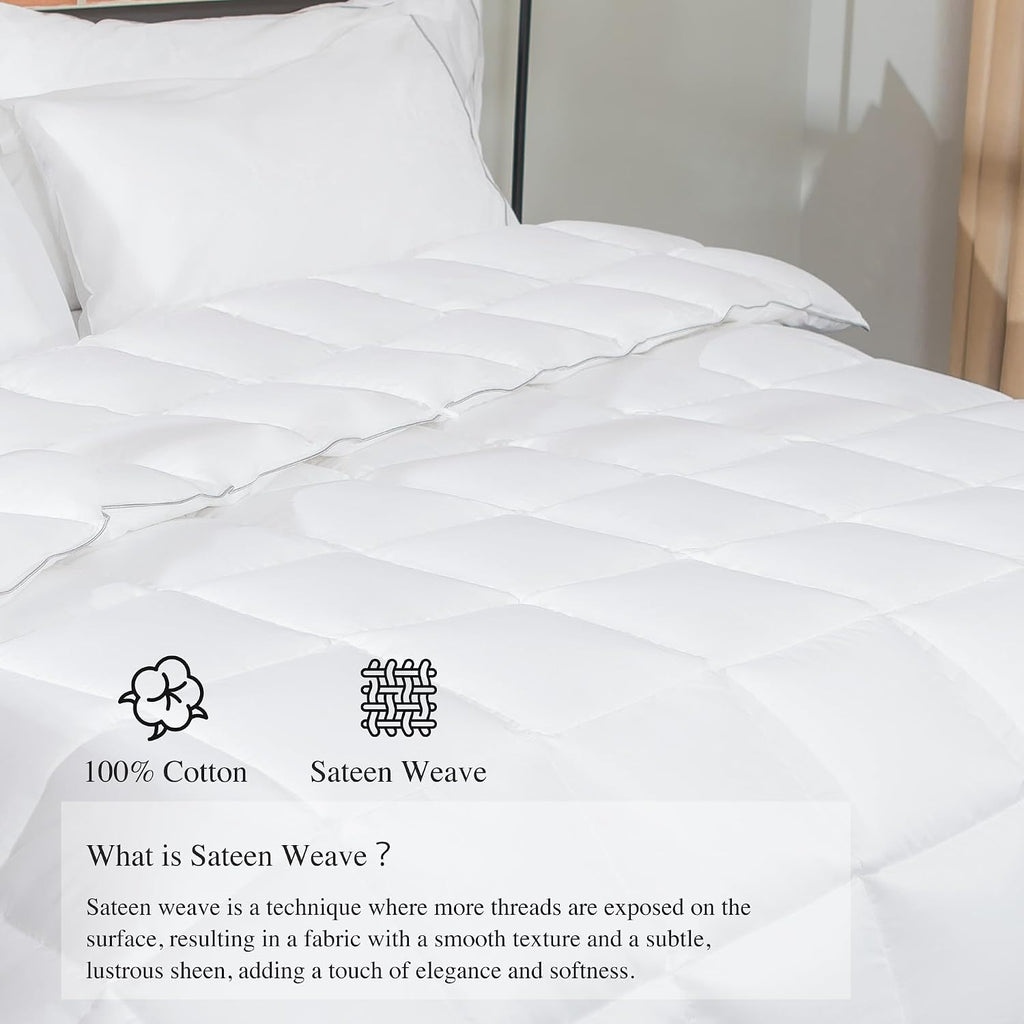 Queen Duvet Insert Comforter Cotton Cover Warm, White