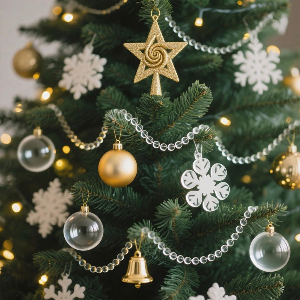 99ft Clear Bead Garland, Clear Acrylic Crystal Strand Roll for Christmas Tree, Hanging Ornaments, Holiday Home Décor