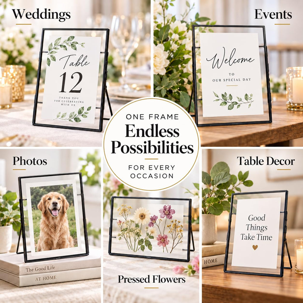 5x7 Picture Frame Black 8-Piece Floating Set