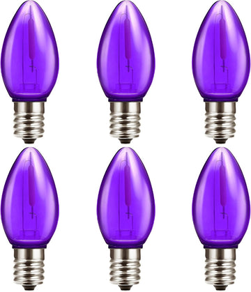 C7 purple LED Replacement Bulbs, Vintage Shatterproof nightlight Bulbs
