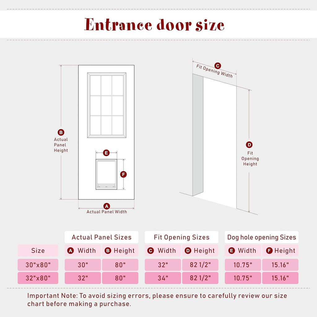 Entry Door, 32" x 80", 1-Panel Frosted Glass Front Door, Solid Wood & MDF Construction, Waterproof Primer, Easy to