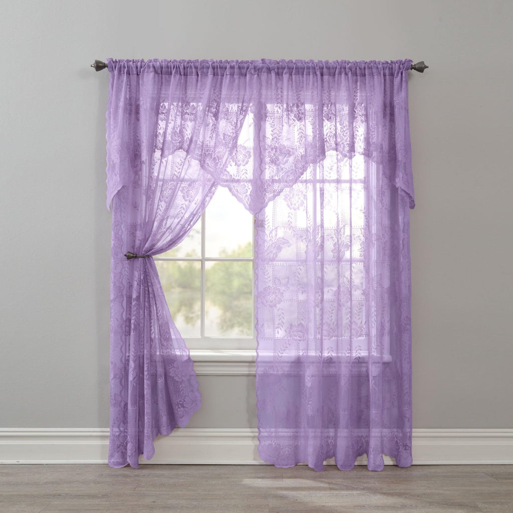 Ella Floral Lace Panel with Attached Valance