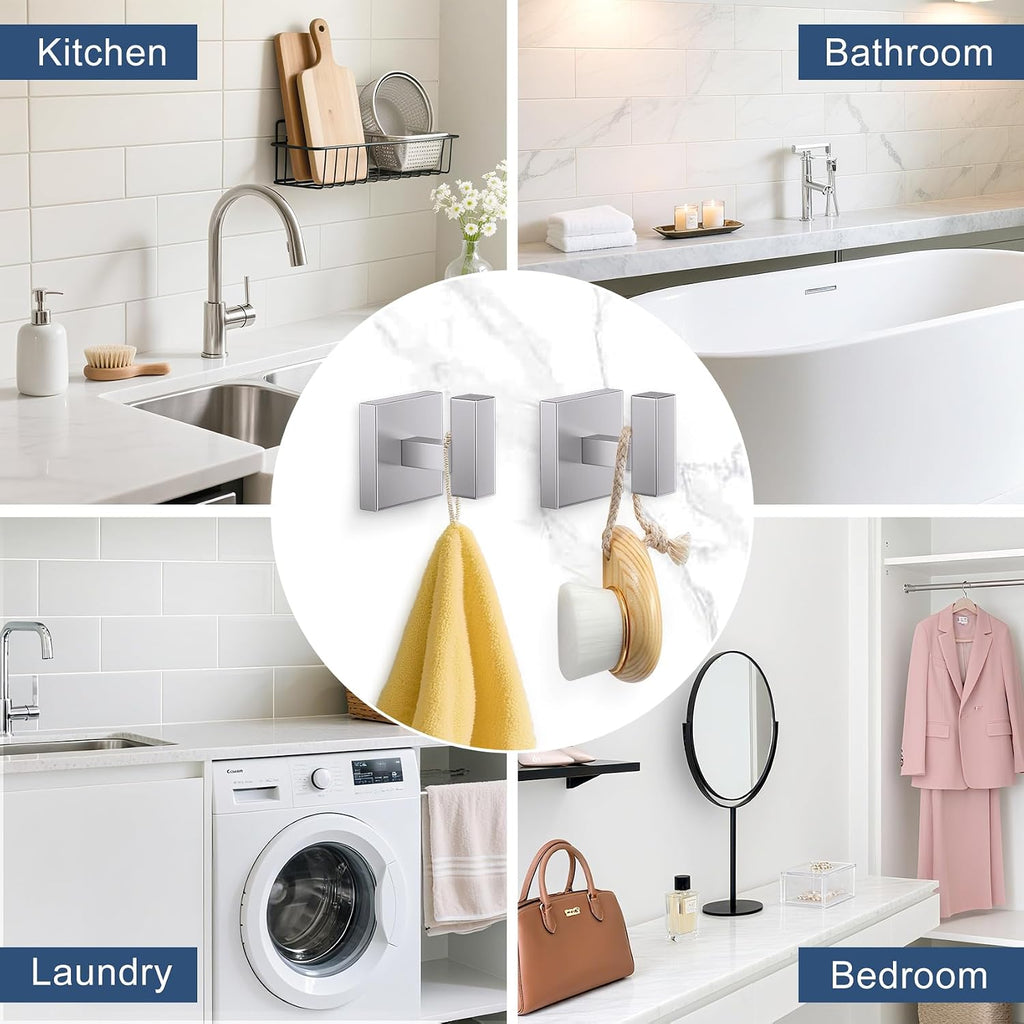 5-Pieces Brushed Nickel Bathroom Hardware Accessories Set 23.6" Towel Bar Set Wall Mounted Square Toilet Paper Holder