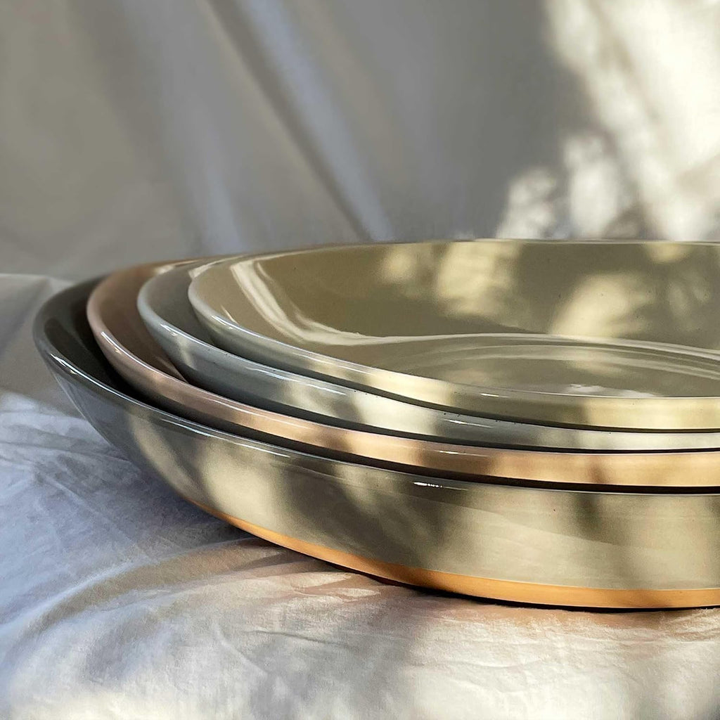 Ceramic Large Serving Bowls- Set of 2 Oval Platters for Entertaining. Modern Kitchen Dishes for Dinner, Fruit, Salad