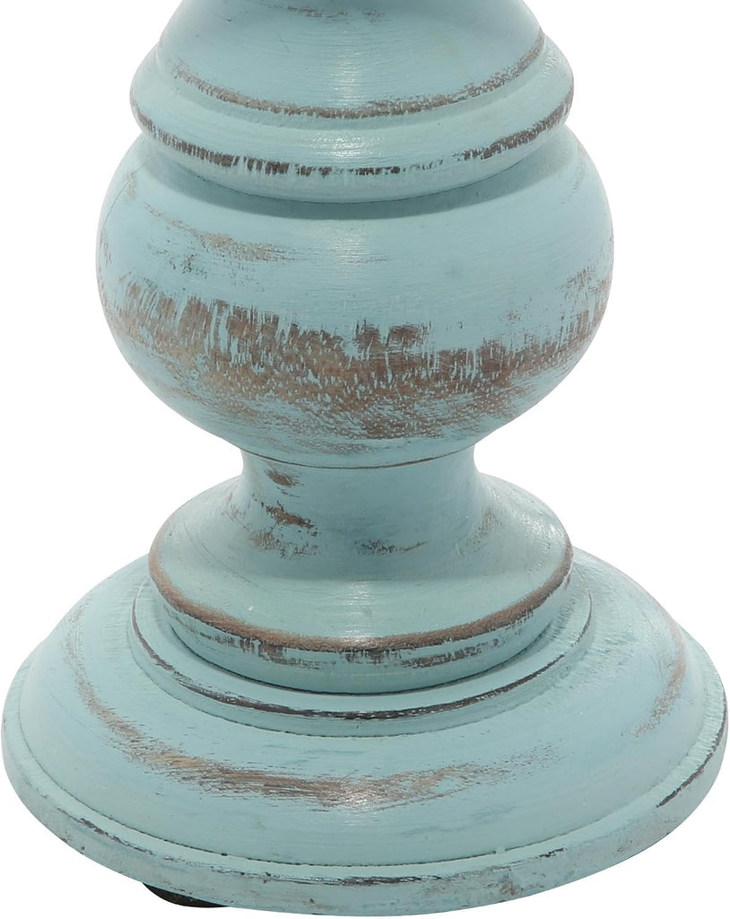 79 Mango Wood Decorative Candle Holder Distressed Turned Pillar Candle Stand, Set of 3 Candlestick Holder 6", 8"