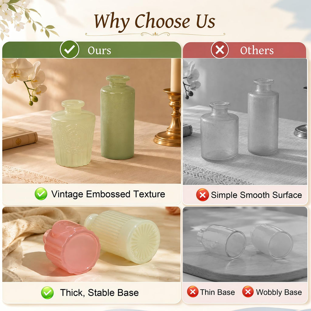 24 Pcs Colorful Glass Bud Vase Set, Small Flower Vases