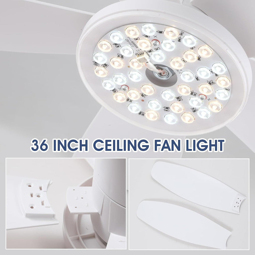 42" Ceiling Fans with Lights-Low Profile Ceiling Fan with Light and Remote/APP Control,Flush Mount,DC Reversible,LED Dimmable Modern Ceiling Fans for Bedroom,Indoor/Outdoor Patio Use(White)