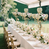 5-Arm Crystal Candelabra Centerpiece 23.2" Tall - Elegant Candle Holder Stand with Crystal Bowl, Chic Table Decor for
