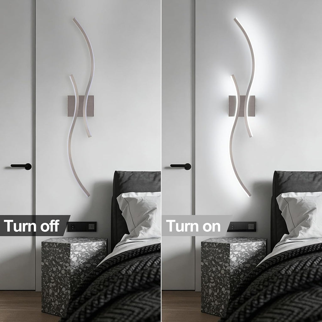Modern Led Wall Light, 39inch Brushed Nickel Indoor Led Wall Sconce Lighting Hallway Bedroom Bedside Wall Lamp