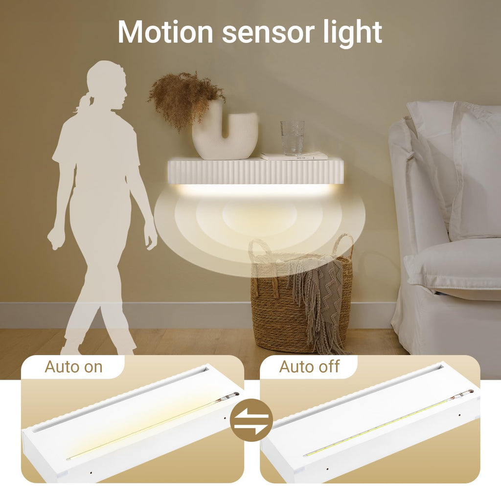 Floating Wall Shelf with Drawer & LED Light