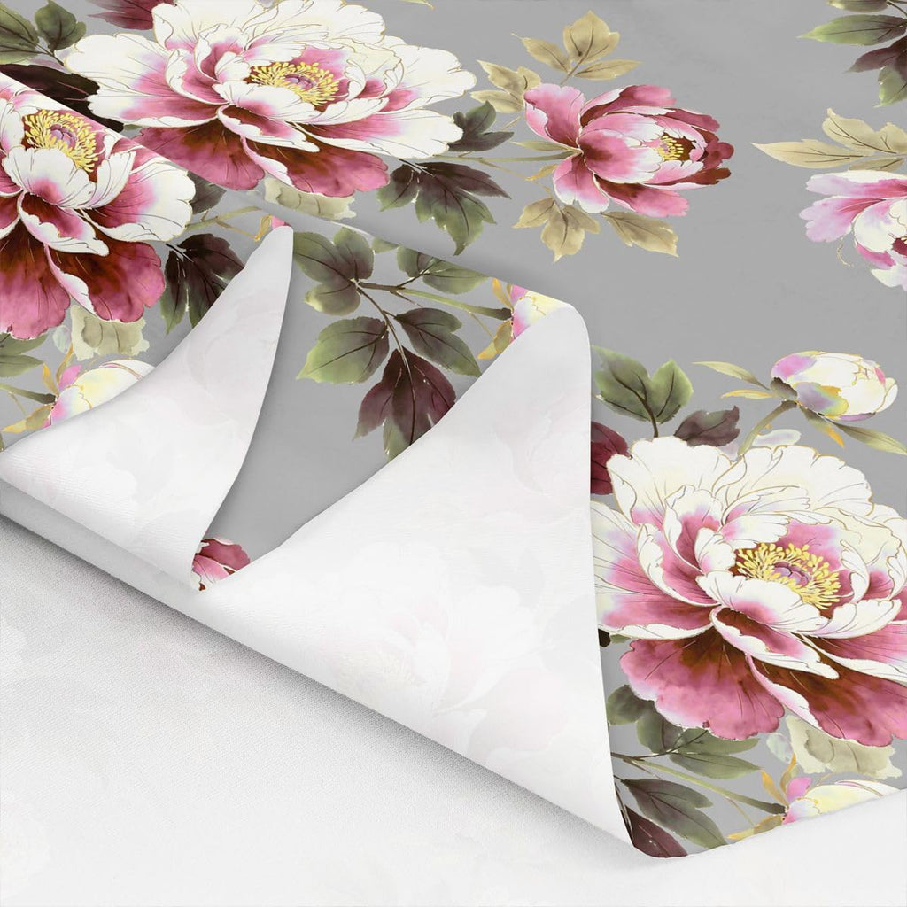 Pink Grey Flower Soft Upholstery Fabrics Vintage Boho Peony