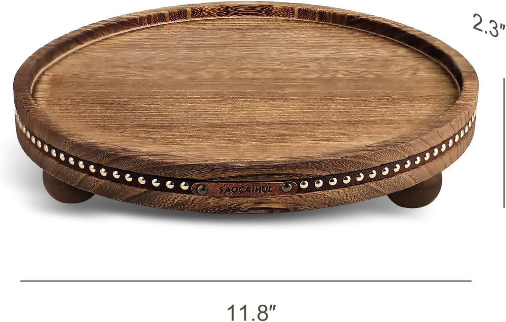 Decor Decorative Round Tray 11.81in Decor for Coffee Table Farmhouse Kitchen Table Living Room Bathroom Centerpiece