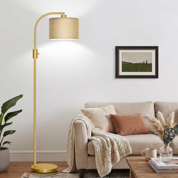 Dimmable Gold Floor Lamp, 1200 Lumens LED Edison Bulb Included, Arc Gold Floor Lamps Modern Standing Lamp with