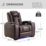 ANJ Power Home Theater Seating Recliner Chairs Set of 3, PU Leather Recliner with Cup Holder