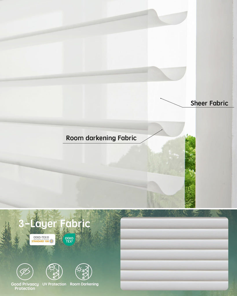 Motorized Shangri-La Shades, Room Darkening Smart Blinds Customized