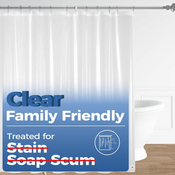 Shower Curtain Liner, PEVA Plastic Shower Liner with 3 Magnets, 72" x 72" Waterproof Bathroom Curtain, Clear, 2 Pack