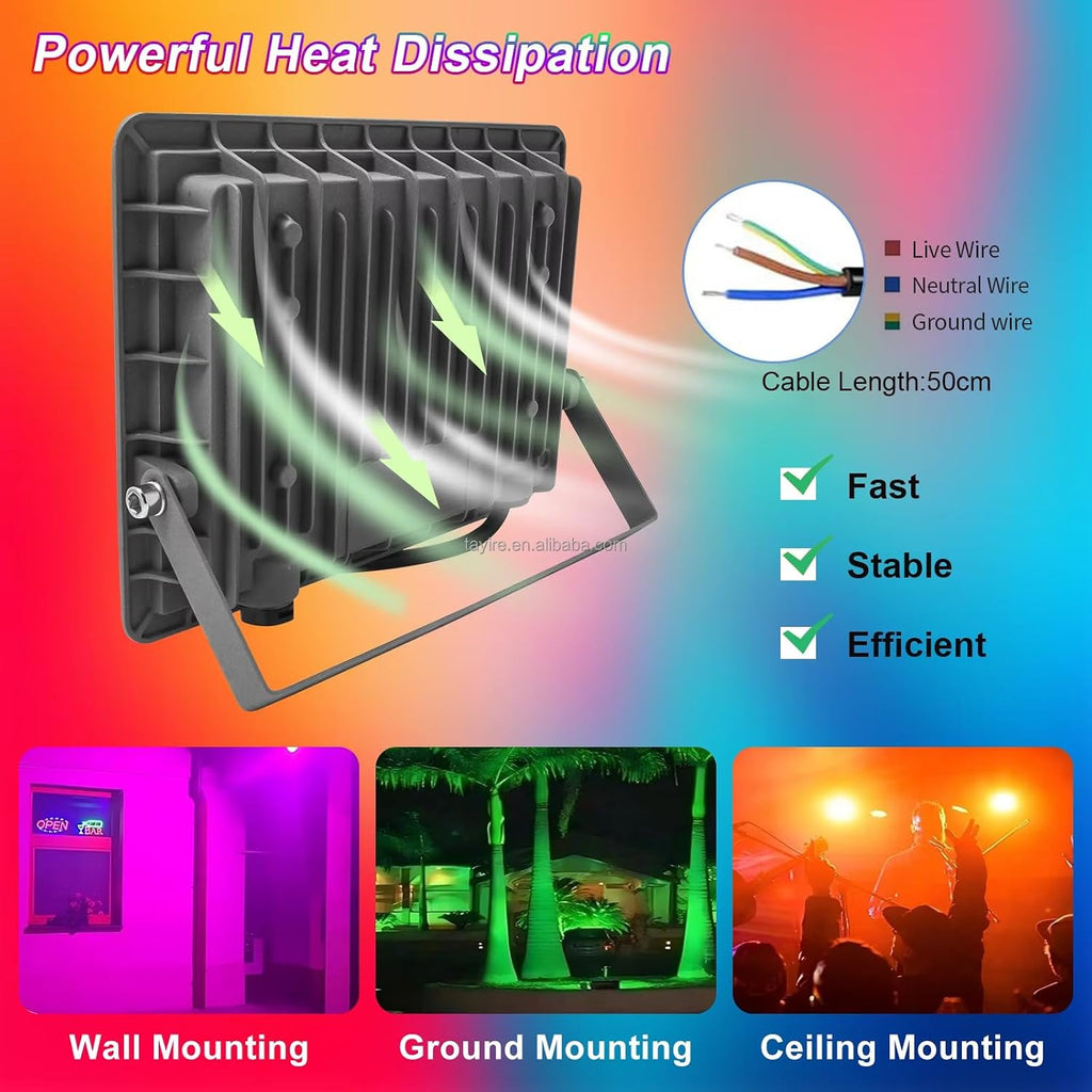 Flood Lights Outdoor RGB 1000W Equivalent,Smart Color Changing RGBCW Landscape Light with APP Control/Music