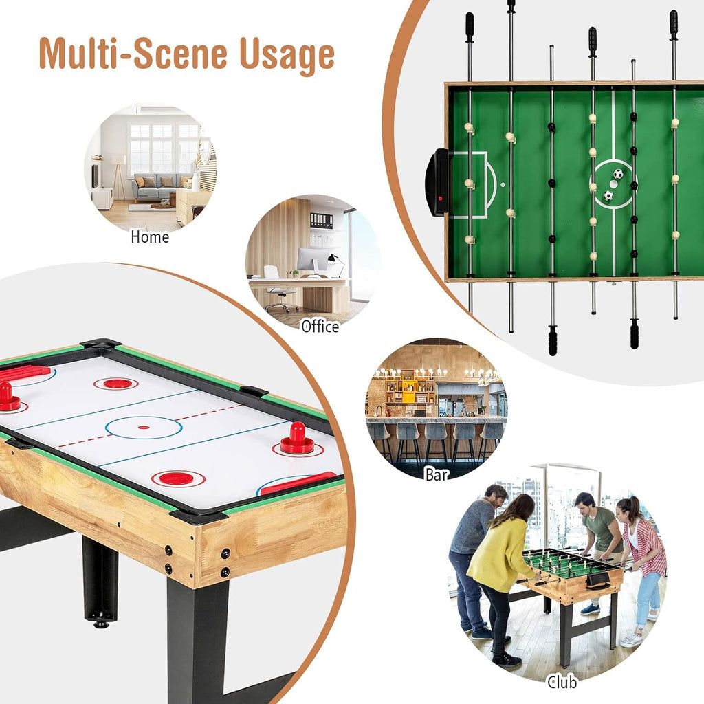 10-in-1 Combination Multi Game Table Set, Adult Size Combo Game Table W/Foosball, Table Tennis, Pool, Air Hockey