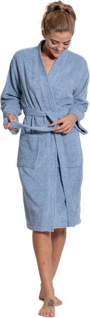 Soft & Absorbent Towel Robe, 100% Cotton Turkish Terry Cloth Kimono Bathrobes for Women