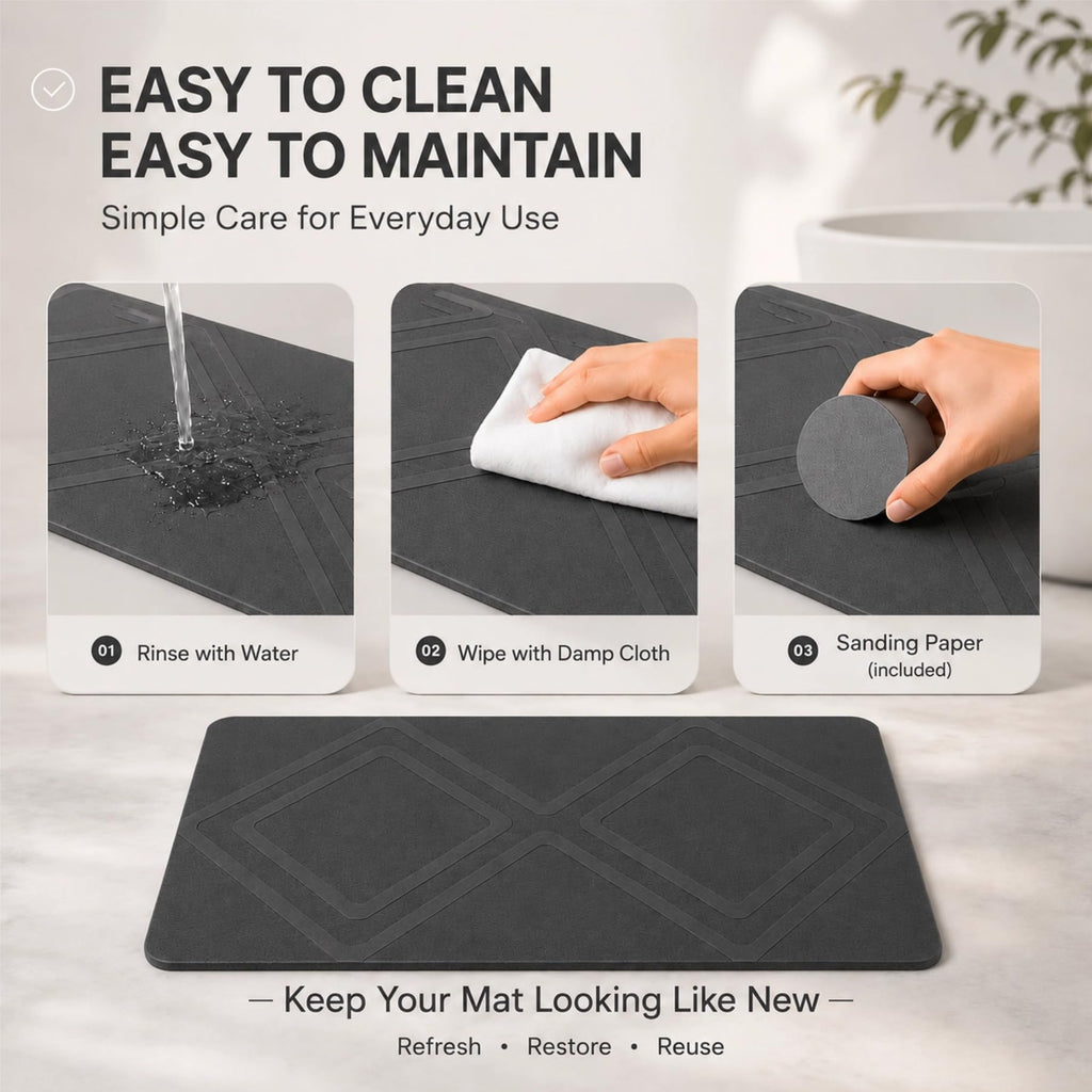 31.5"x19.7" Stone Bath Mat, Large Diatomite Bathmat
