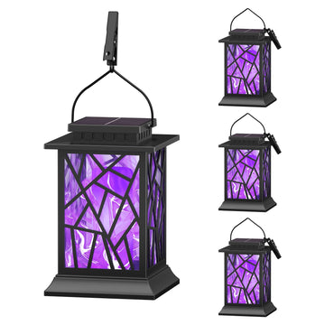Solar Lanterns Outdoor Waterproof, Flickering Flame Hanging Solar Lights