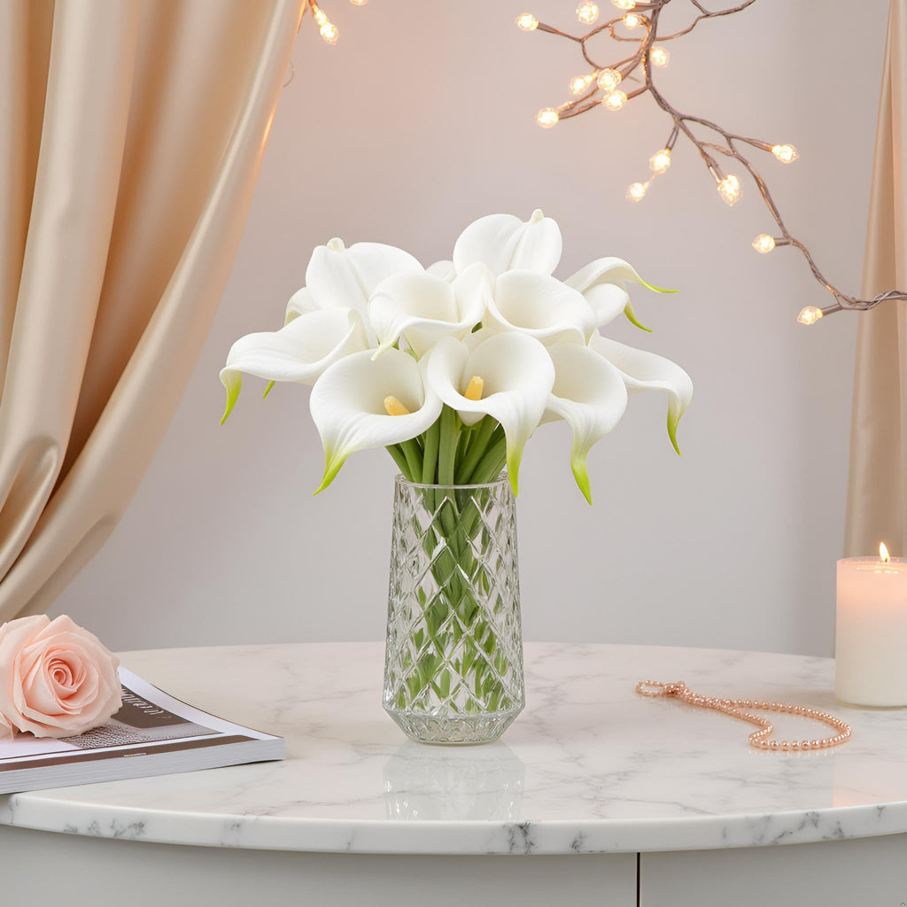 20 Pack Calla Lily Artificial Flowers, White Real Touch