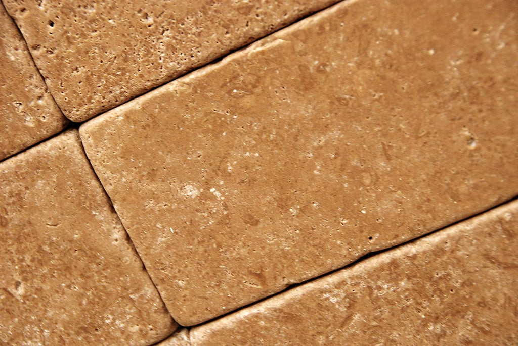 Noche/Chocolate Travertine Tumbled 3"X6" Subway Tile -50 sq.ft.