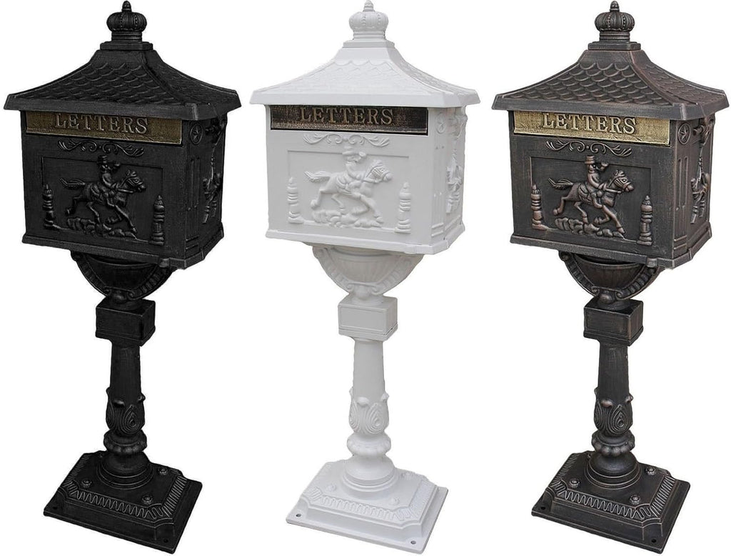 Mail Box Heavy Duty Mailbox Postal Box Security Cast Aluminum Vertical Pedestal (White)