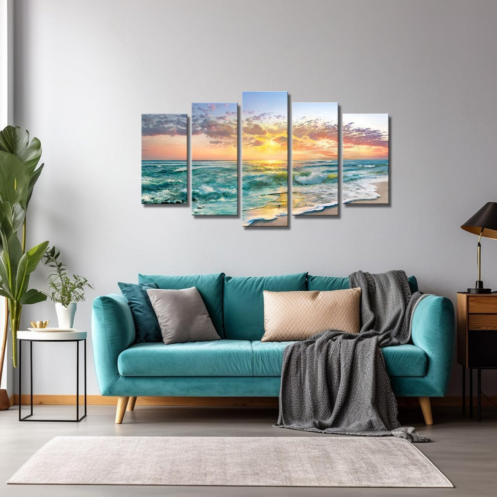 5 Piece Beach Canvas Wall art Landscape Art Canvas Wall Art Beach Decor Wall Art Sunset Nature Landscape Picture