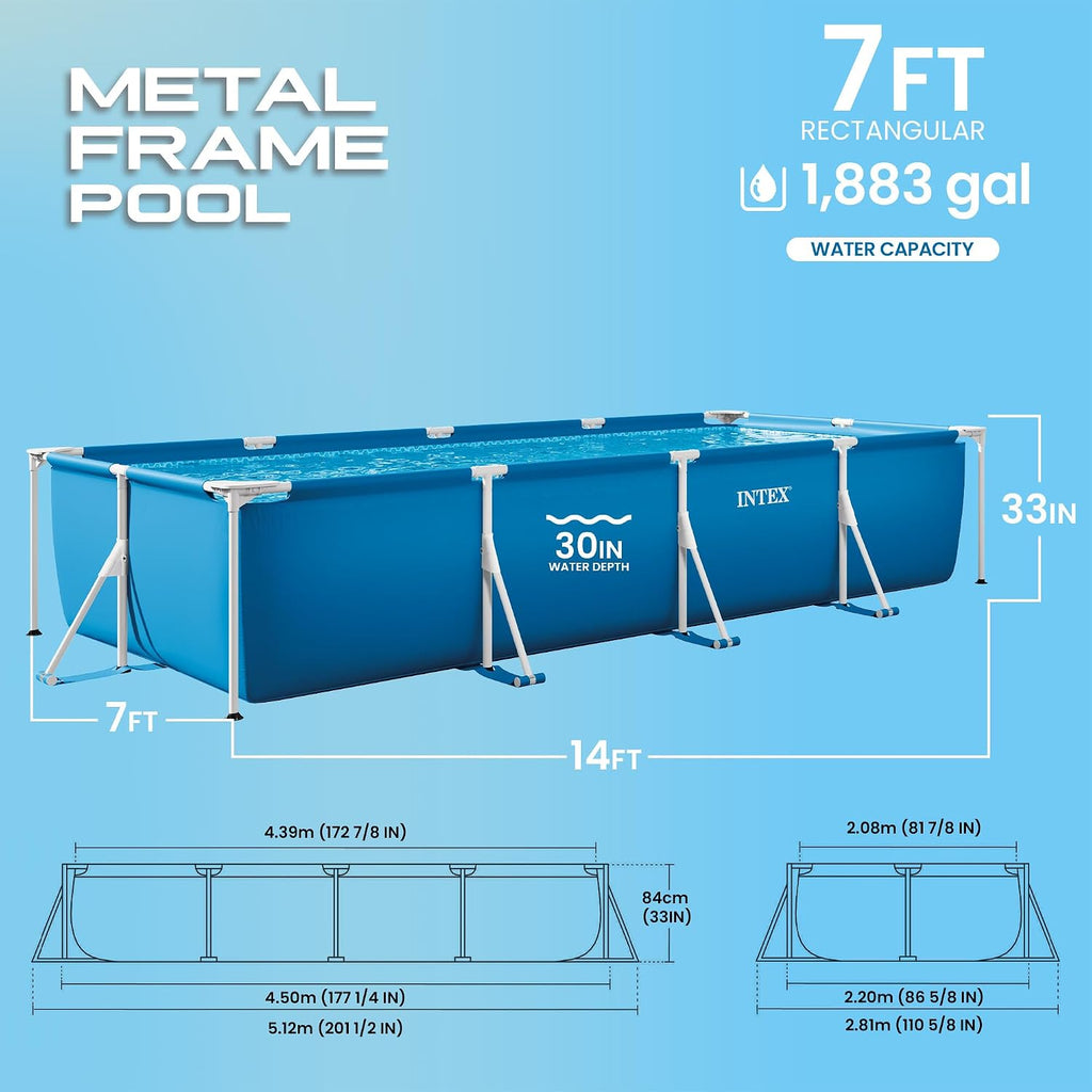 Metal Frame 14ft 9in x 7ft 3in x 33in Above Ground Pool Set w/Pump | 28279EH - 530 GPH Cartridge Filter Pump and Type