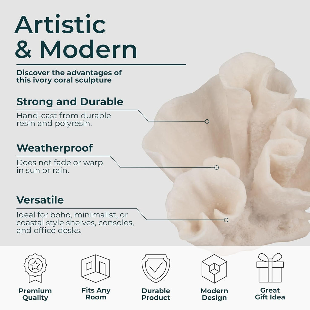Decorative Coral Inspired Sculpture , Room and Living Room Decor - Resin Ornaments for Shelf & Office Display