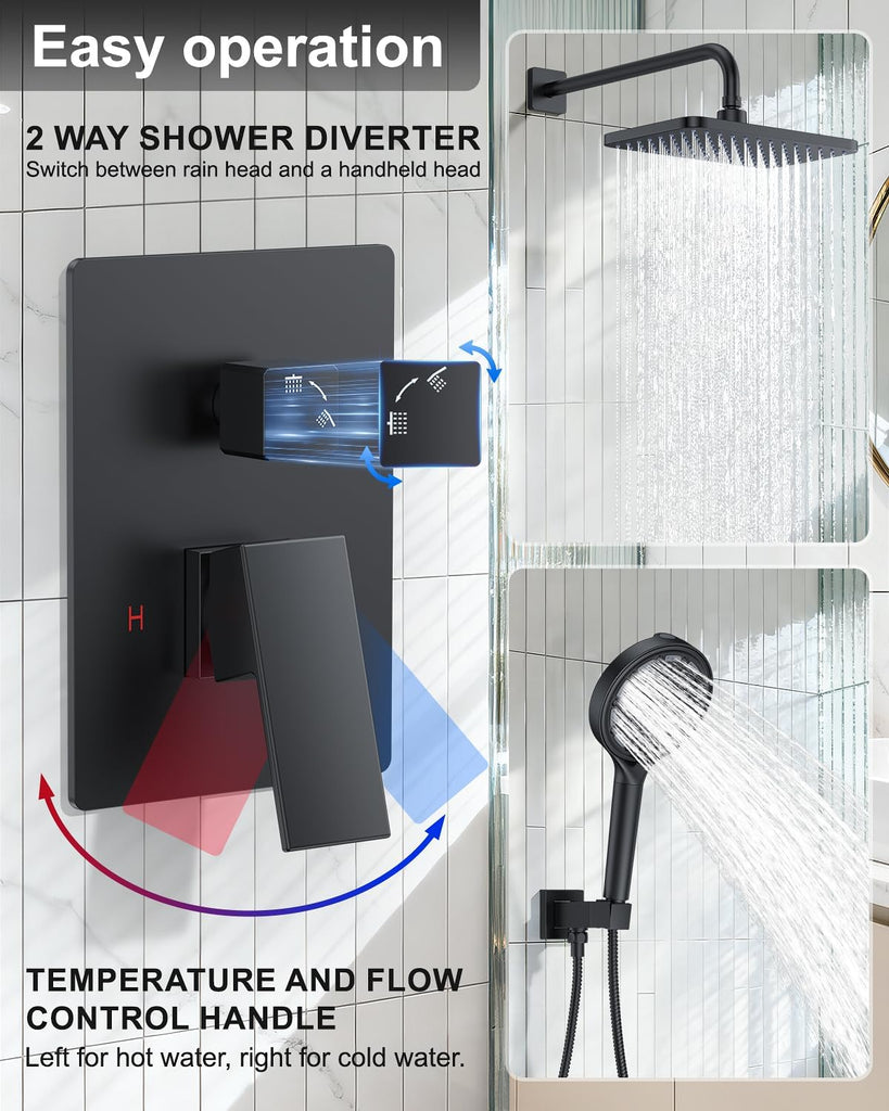 Matte Black 11-Inch Rainfall Shower System