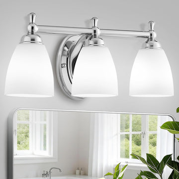 Bathroom Light Fixtures, 3 Light Bathroom Lighting Fixtures Over Mirror Wall Mounted Lighting Chrome Vanity Light
