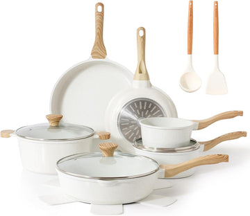 16Pcs Ceramic Cookware Set Non toxic, Pots and Pans Set Non Stick | Induction Compatible, Even Heating, Durable, Easy