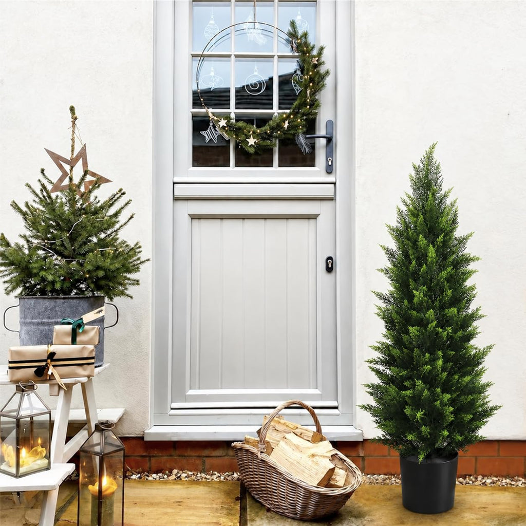 4FT Artificial Cedar Topiary Tree, Set of 2