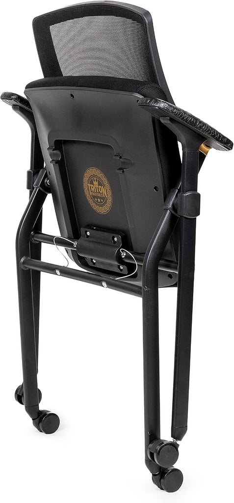 Triton Premium Foldable Poker Table with 10 Chairs - Soft-Padded Armrest, Individual Cup Holders, Portable Mat