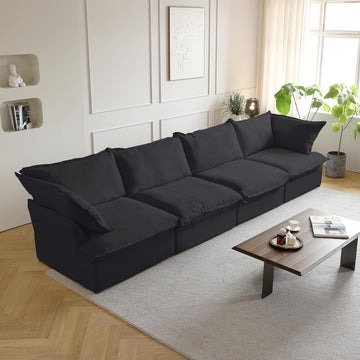 162.98" Sectional Couches for Living Room, Modular Sectional Sofa 4 Seat, Cushion Covers Removable, Two Corners and Two Middle Sofa for Living Room, Black