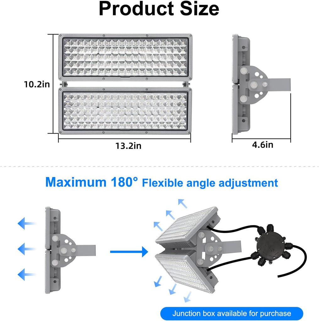 200W LED Flood Light, 28000LM 6500K Daylight Exterior Court Lighting | IP67 Waterproof & Rugged, Flicker-free, 10KV