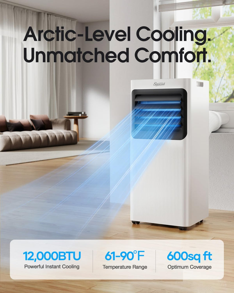 Portable Air Conditioners 12000 BTU 5-in-1 Smart WiFi APP Control, Cooling Dehumidifier Fan Sleep Mode, Window Kit
