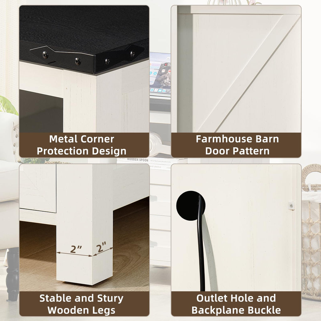Nightstand with Charging Station and 2 Drawers, Farmhouse