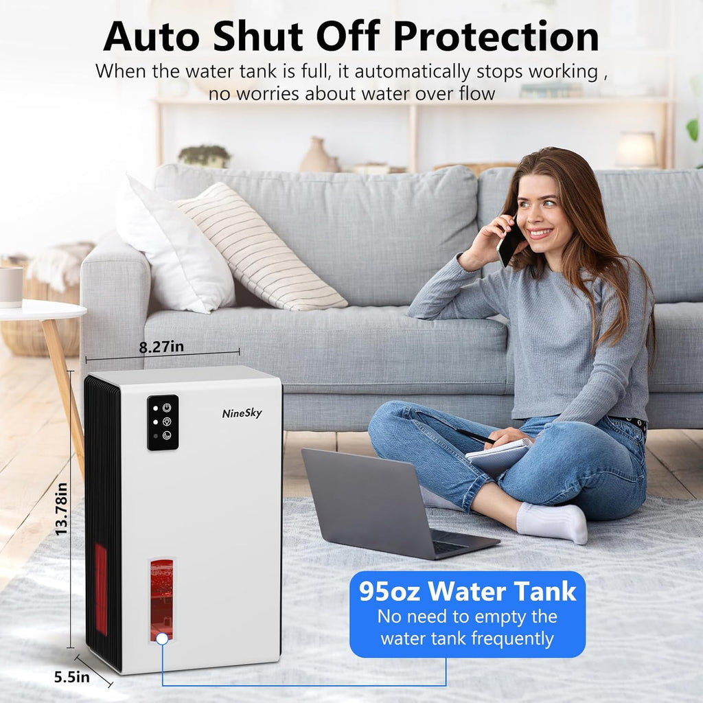 Dehumidifier, 95 OZ Dehumidifiers for Home,(1100 sq.ft) Dehumidifiers for Basement Bathroom Bedroom with Auto Shut Off