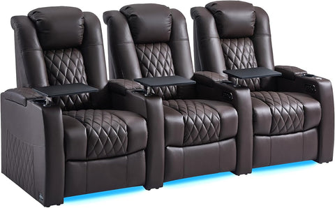 Home Theater Seating seats Classic Series Top Grain Nappa Leather Recliner Chair Dual Power Movie Theater Chairs