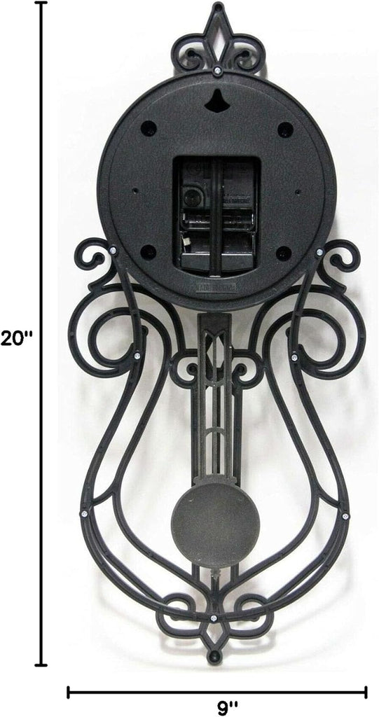 Infinity Instruments 20 inch x 9 Inch Classic Traditional Vintage Rustic Farmhouse Pendulum Non-Ticking Silent Battery Operated Easy to...