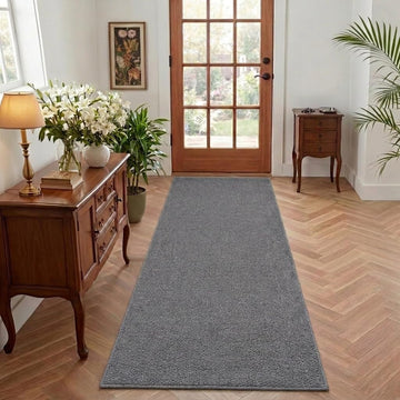 2x6 Textured Runner Rugs Solid Color Kitchen Rugs, Grey
