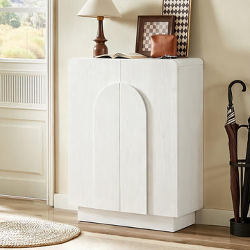 Shoe Storage Cabinet, 13.8" D x 31.6" W x 43.3" H, White
