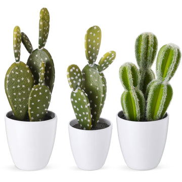 3 Pcs Artificial Cactus Plants, 9-11 in Fake Cactus Potted Decor