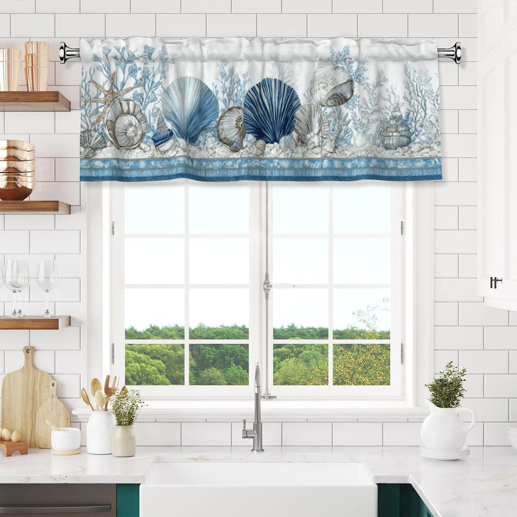 Beach Valance Curtain Window Valance Treatment Decor Small Window Curtains for Bedroom Kitchen Bathroom Living Room 1