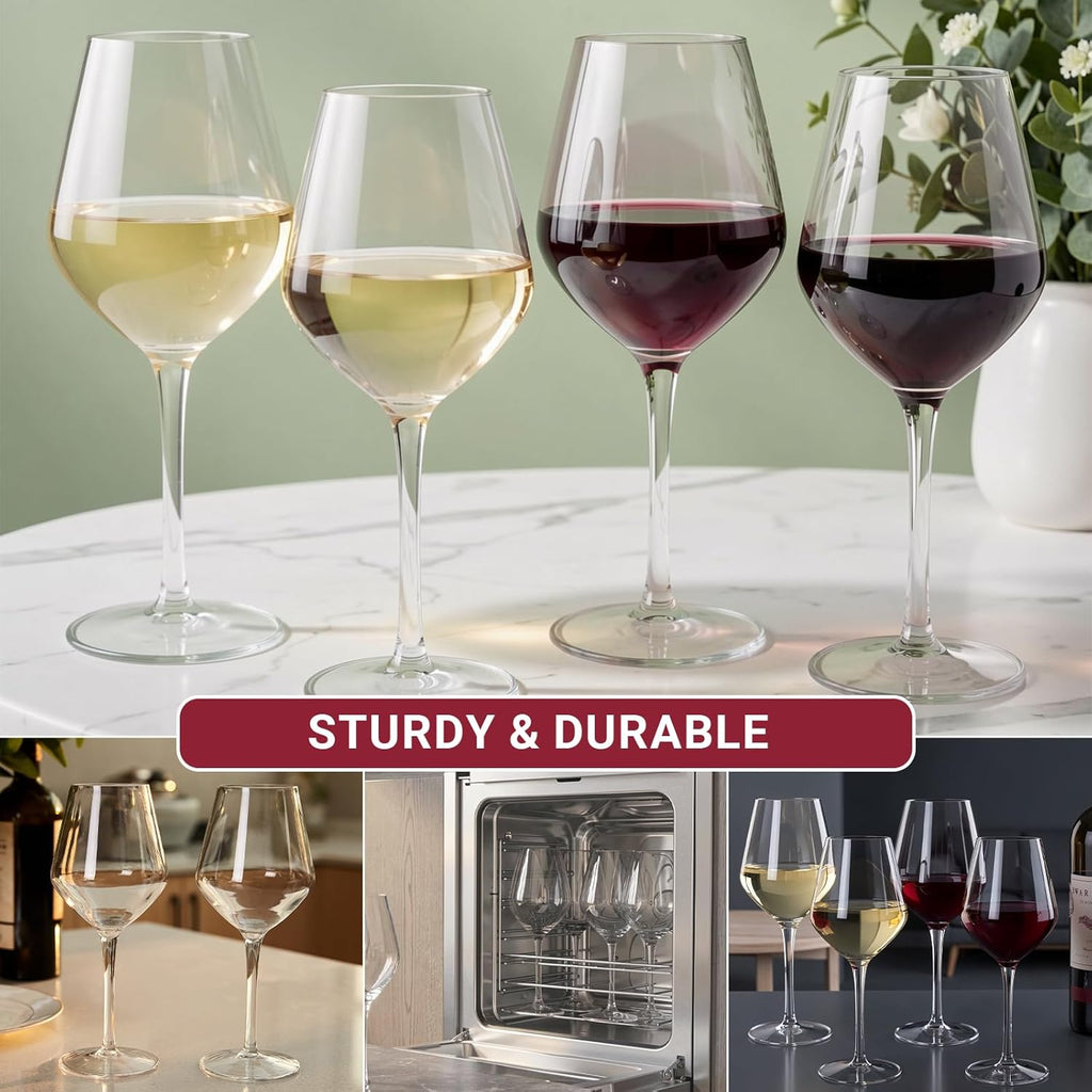 Unbreakable Stemmed Wine Glass 100% Tritan Plastic Dishwasher available Glassware 15 oz, Set of 4